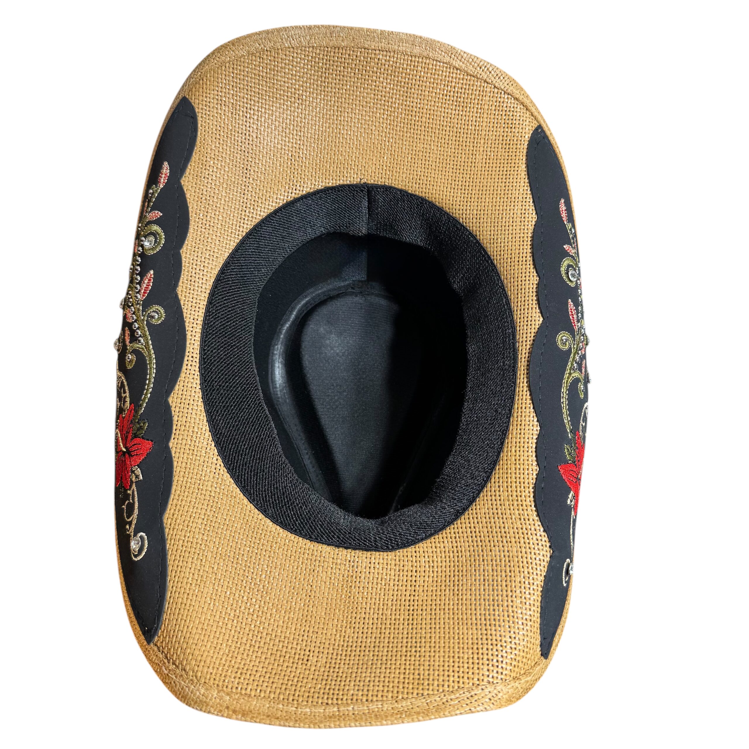 Floral Embroidered Straw Cowgirl Hat – Western Cowboy Hat with Decorative Band - Image 4