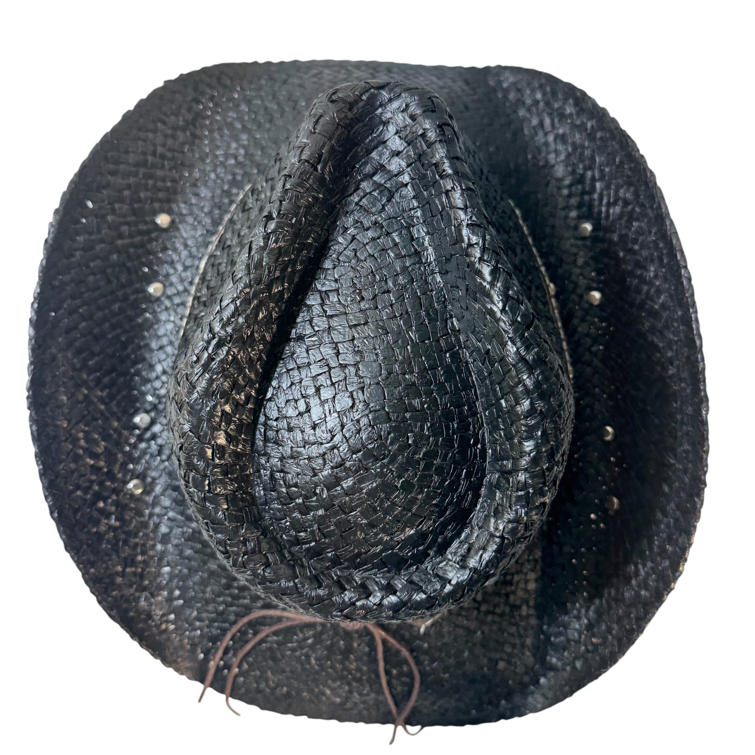 Western Straw Cowboy Hat with Decorative Band – Cowgirl Hat with Metal Accents - Image 5