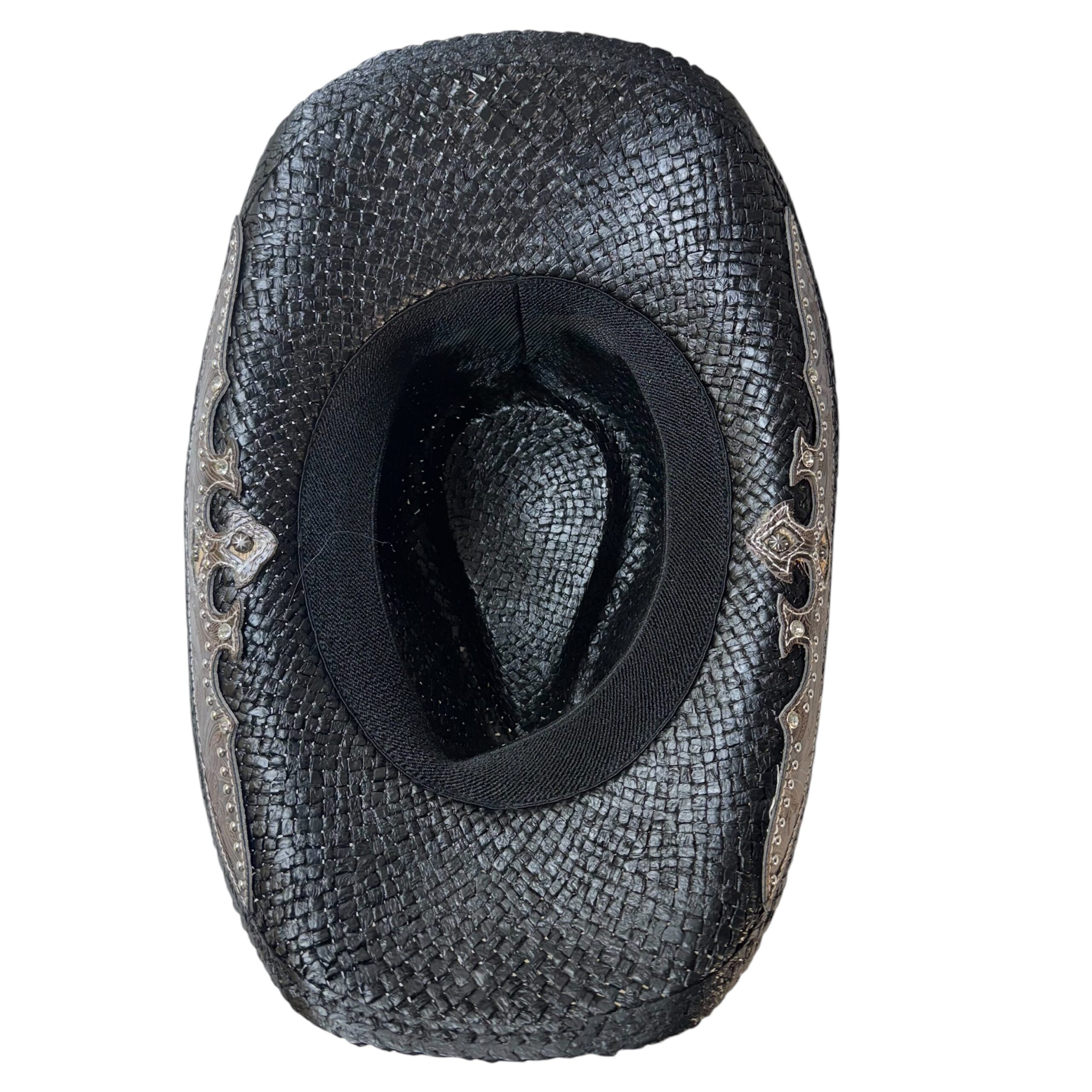 Western Straw Cowboy Hat with Decorative Band – Cowgirl Hat with Metal Accents - Image 6