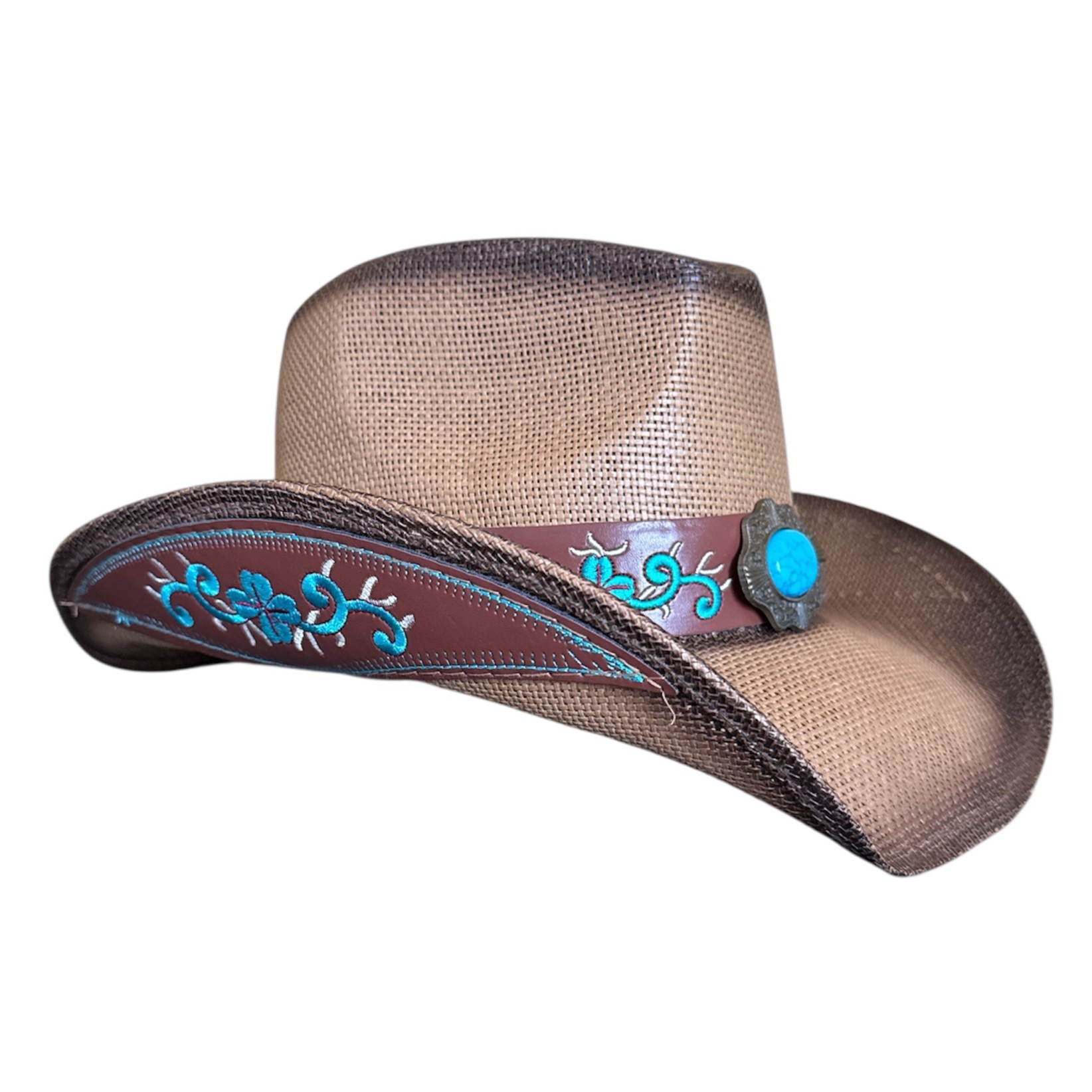 Straw Cowboy Hat with Turquoise Band - Image 7