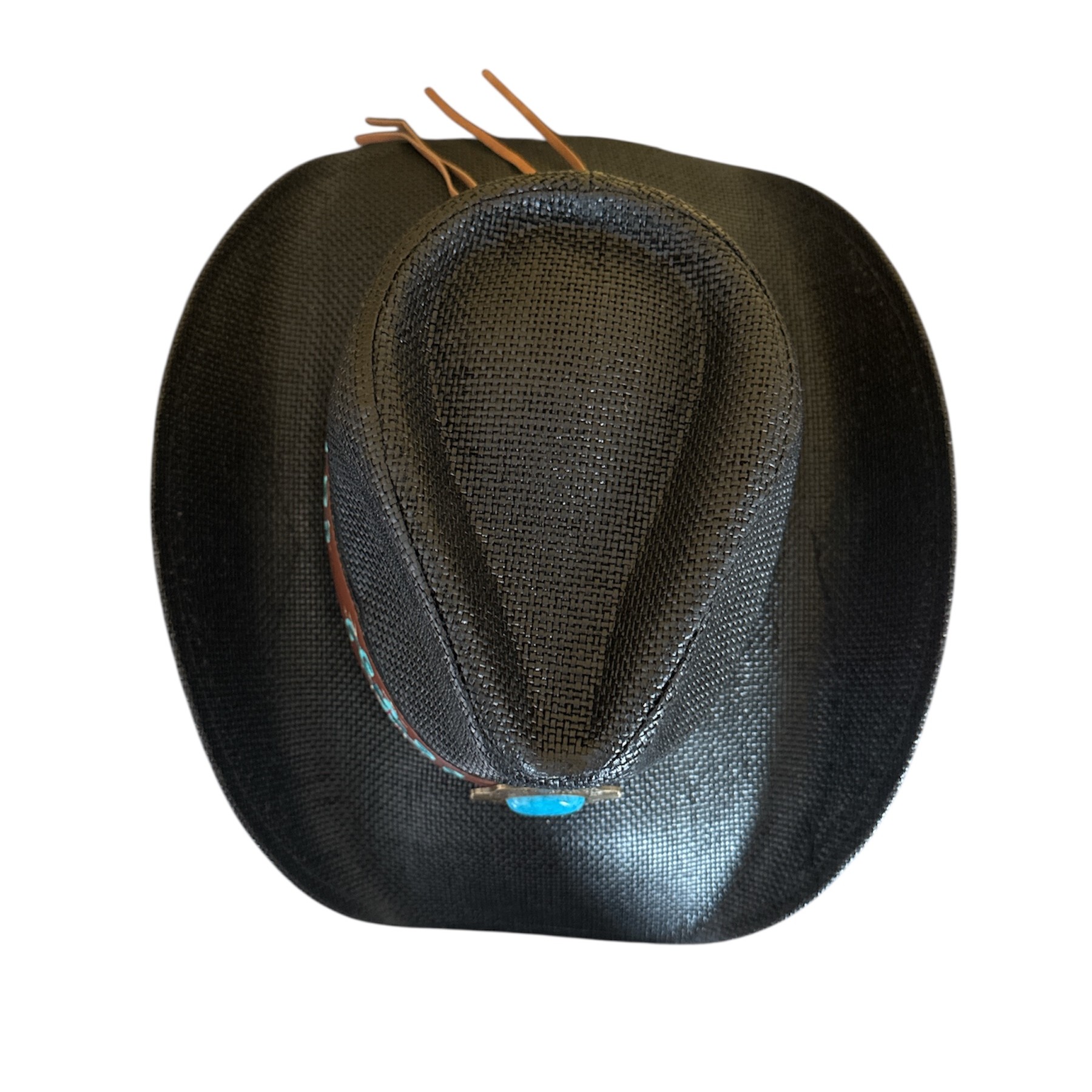 Straw Cowboy Hat with Turquoise Band - Image 12