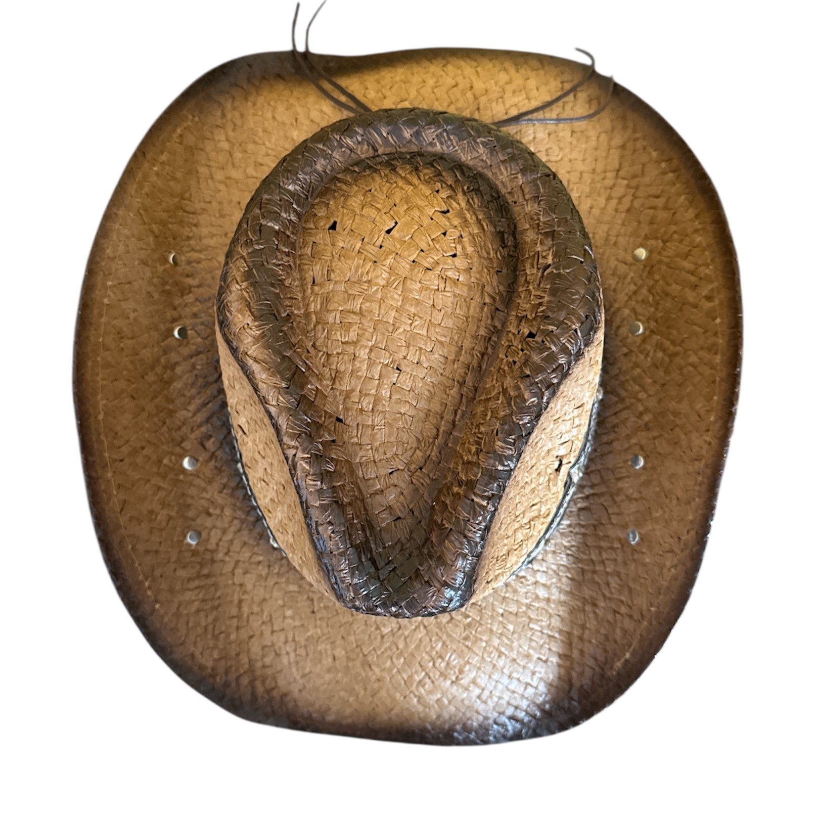 Western Straw Cowboy Hat with Decorative Band – Cowgirl Hat with Metal Accents - Image 9