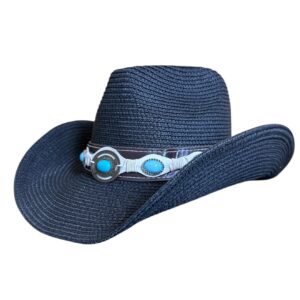 Foldable Straw Cowboy Sun Hat – Packable Western Beach Hat with Wide Brim