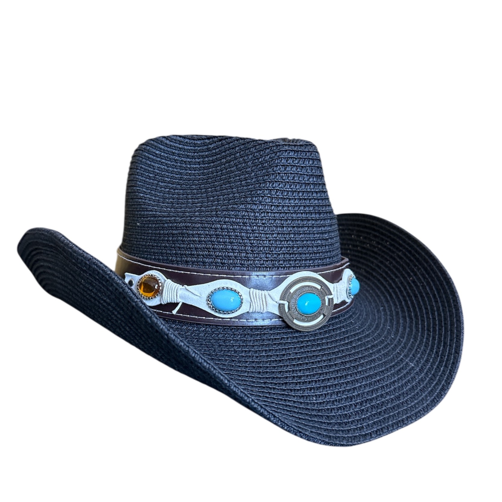 Foldable Straw Cowboy Sun Hat – Packable Western Beach Hat with Wide Brim - Image 3