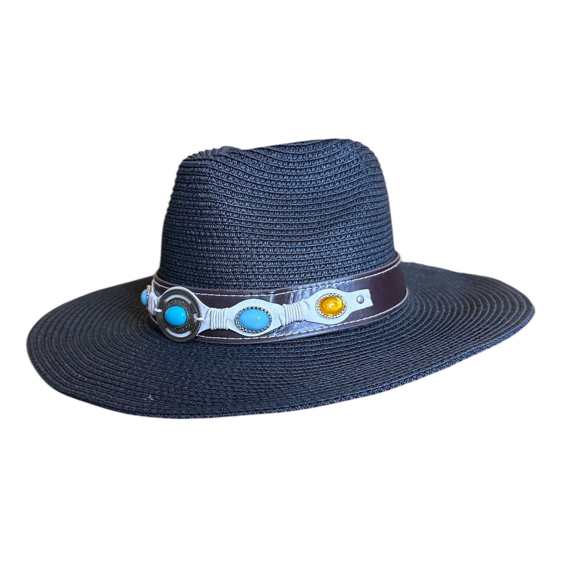 Foldable Straw Cowboy Sun Hat – Packable Western Beach Hat with Wide Brim - Image 4