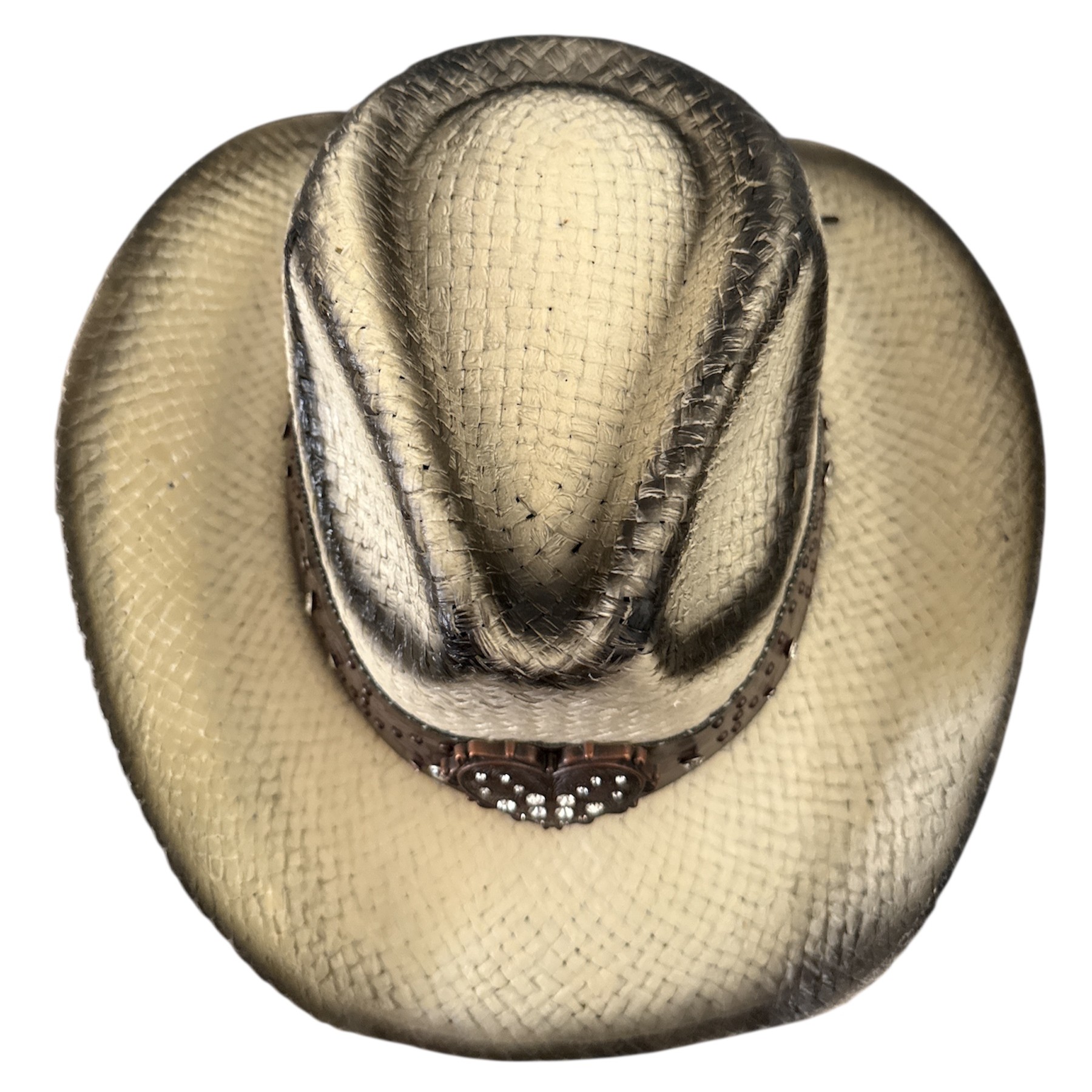 Straw Cowgirl Hat with Rhinestone Heart – Sparkly Western Cowboy Hat - Image 3