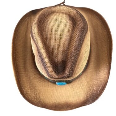 Straw Cowboy Hat with Turquoise Band - Image 4