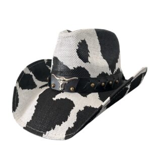Cow Print Straw Cowboy Hat – Classic Western Style