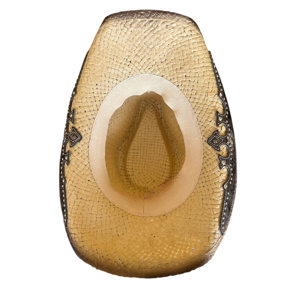 Western Straw Cowboy Hat with Decorative Band – Cowgirl Hat with Metal Accents - Image 14