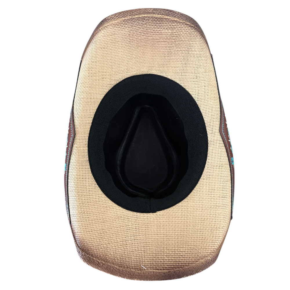 Straw Cowboy Hat with Turquoise Band - Image 6